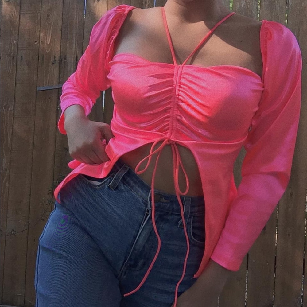 Pink satin top